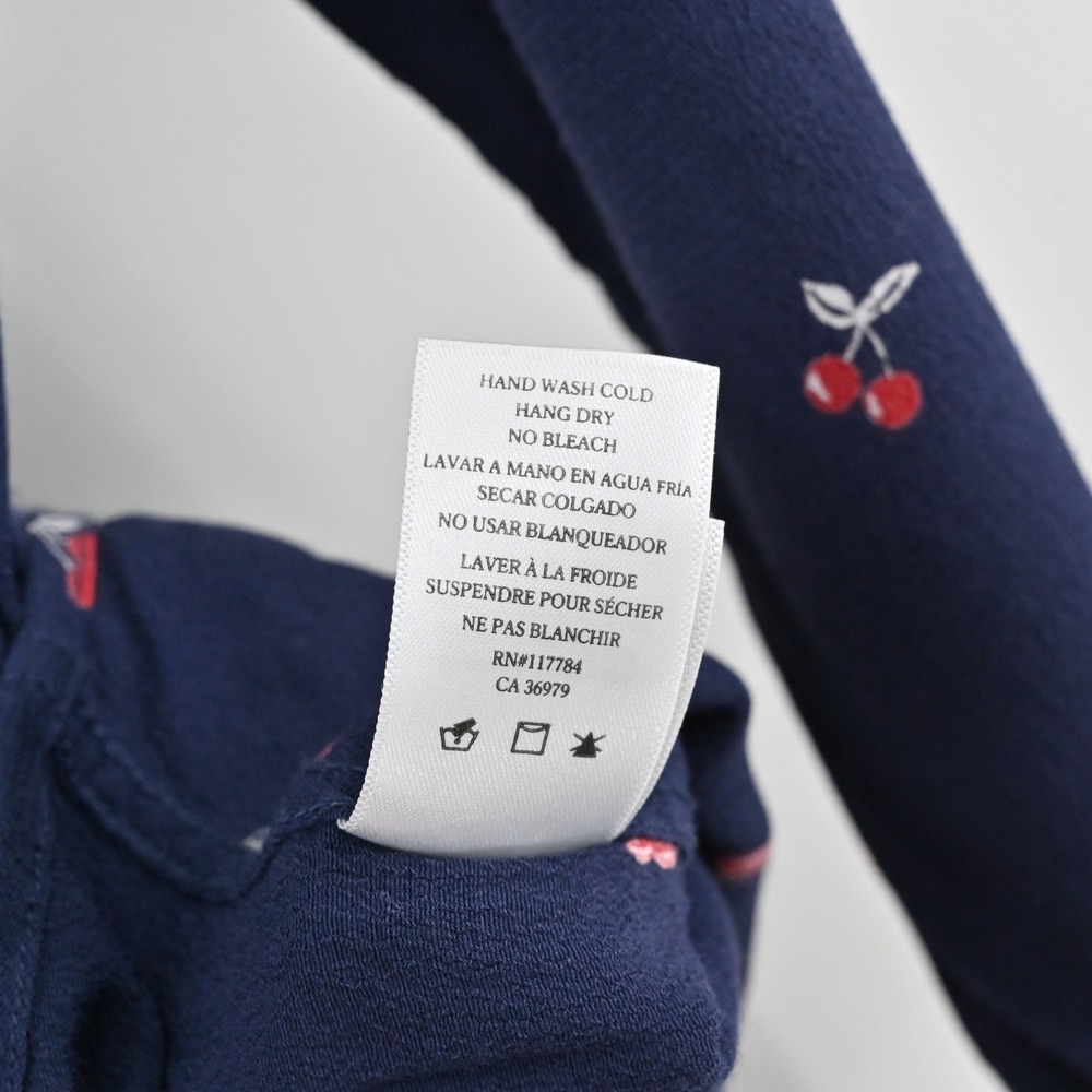 Rails Womens Kate Top Size XS Cherry‎ Print Preppy Button Navy Blue Long Sleeve - Picture 7 of 13